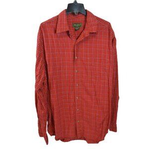 Eddie Bauer Men's Plaid Button Down Shirt Long Sleeve Pockets Cotton Red XLT